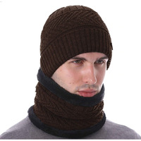 Digital Shopee Advance Quality Winter Beanie Cap With Neck Scarf Warm Knitted Fur Lined For Men & Women (Color-Brown)