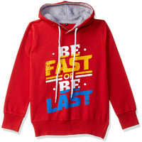 T2F Boy's Cotton Hooded Neck Sweat Shirt (Bys-Ss-05_Multicolor_9-10 Years_Red_9 Years-10 Years)