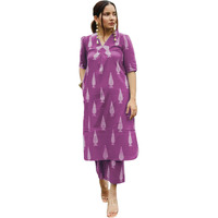 Shienzy Women's Kurta Set || Elegant Floral Suit Set For Women || Ethnic Wear || Stylish Kurti Pant Set (1681_Lc_L) Lilac