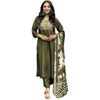 Shienzy Kurta Set For Women || Kurta Pant And Dupatta Set For Women (1680_Grn_L) Green