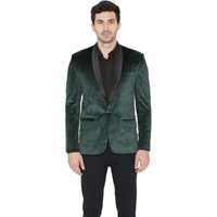 Wintage Men's Regular Fit Tuxedo Formal Blazer (Tuxvelvet201Color10S46_Green_46)