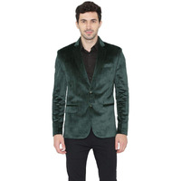 Wintage Men's Regular Fit Notched Lapel Single Breasted Blazer (Velvet201Color10S36_Green_36)