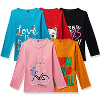 T2F Girl's Cotton Printed Regular Fit Full Sleeve T-Shirt(Pack Of 5)