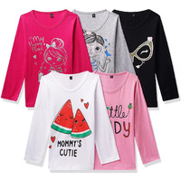 T2F Girl's Cotton Printed Regular Fit Full Sleeve T-Shirt(Pack Of 5)
