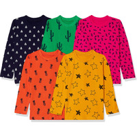 T2F Boy Cotton Regular Fit Full Sleeve T-Shirt(Pack Of 5),Multicolour,13-14 Years