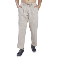 Divisive Men's Relaxed Fit Front Pleated Cotton Linen Blend Trousers (Dpt38_36_Ecru)