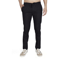 Divisive Men's Relaxed Fit Cotton Linen Blend Trousers (Dpt52_28_Black)