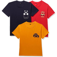 T2F Boy's Cotton Solid Regular Fit T-Shirt (Pack Of 3)