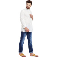 Sojanya (Since 1958 Men's Cream Cotton Linen Short Kurta, Size: Xxl