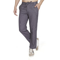 Divisive Men's Relaxed Fit Cotton Linen Blend Trousers (Dpt53_32_Dark Grey)