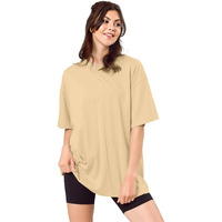 Shodox Women's Cotton Blend Oversized Drop Shoulder Solid T-Shirt(Pack Of 1)
