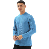 Shodox Mens Solid Round Neck Full Sleeve Regular Fit Tshirt (Pack Of 1) Light Blue