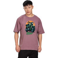 Shodox Mens 100% Cotton Oversized Half Sleeve Tshirt For Men - Drop Shoulder Front And Back Printed Round Neck Tshirts, Relaxed Fit T-Shirt - (Pack Of 1) Dusty Rose