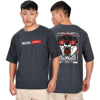 Shodox Mens 100% Cotton Oversized Half Sleeve Tshirt For Men - Drop Shoulder Front And Back Printed Round Neck Tshirts, Relaxed Fit T-Shirt - (Pack Of 1) Dark Grey