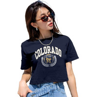 Shodox 100% Cotton Crop Top For Women - Printed Raglan Sleeve Stylish T-Shirt, Oversized Fit Drop Shoulder Crop Top For Women