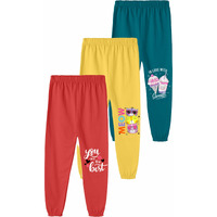Shodox Girls Cotton Blend Printed Regular Fit Track Pants (Pack Of 3)