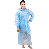Rupa Women's Polyvinyl Chloride (Pvc) Parka Standard Length Coat (Rups18B_Light Blue_X-Large)