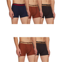 Rupa Jon Solid Trunk For Men, 100% Cotton With Breathable Fabric, Inner Pockets, Outer Elastic, Pack Of 5 Assorted