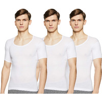 Rupa Jon Half Sleeves Vest For Men, 100% Cotton Fabric, Round Neck, Pack Of 2 White
