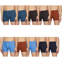 Jon Plain Men Drawer, 100% Cotton, Inner Elastic, Breathable Fabric, Pack Of 10 Multicoloured