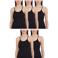 Rupa Jon Women's Solid Standard Camisole (Jon Aishwarya-Blk-Slips-P5-100_Black Xxl)