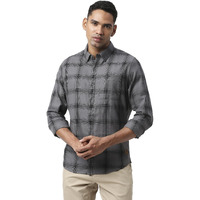 Thomas Scott Mens | Full Sleeve | Checks Printed | Regular Fit | 100% Cotton | Button Down Collar | Casual | Shirt (Grey_L)