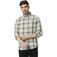 Thomas Scott Mens | Full Sleeve | Checks Printed | Regular Fit | 100% Cotton | Button Down Collar | Casual | Shirt (Light Grey_M)
