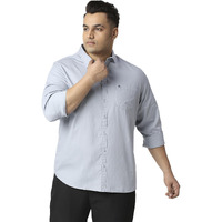 Thomas Scott Mens | Full Sleeve | Solid Plain Color | Regular Fit | Plus Size | 100% Cotton | Mandarin Collar | Casual | Shirt (Grey_3Xl)