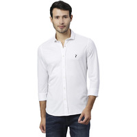 Thomas Scott Men's Solid Slim Fit Casual Shirt With Spread Collar And Full Sleeve White