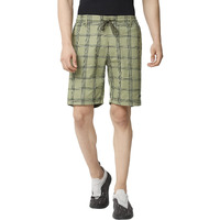 Thomas Scott Men's Checkered Slim Fit Shorts Olive