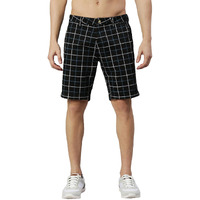 Thomas Scott Men's Checkered Slim Fit Shorts Black