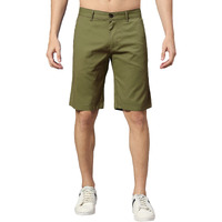 Thomas Scott Men's | 100% Cotton | Solid | Above Knee | Button Closure | Chino | Casual Shorts For Men Olive