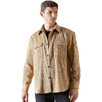 Thomas Scott Mens | Full Sleeve | Corduroy | Double Pockets | Relaxed Fit | 100% Cotton | Spread Collar | Casual | Shirts (Beige_Xl)