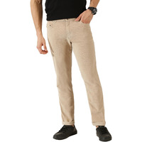 Thomas Scott Men Cream Mid Rise Slim Fit Corduroy Chino Pants (Cream, 32)