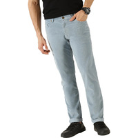 Thomas Scott Men Light Blue Mid Rise Slim Fit Corduroy Chino Pants (Light Blue, 36)