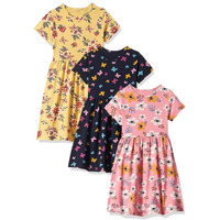T2F Girls Printed Cotton Casual Knee-Length Dress(Pack Of 3)