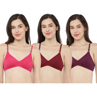 Rupa Softline Women's Cotton Polyester Wire Free Classic Full Coverage Bra (Pack Of 3) (5057_Magenta Maroon Wine_40B)
