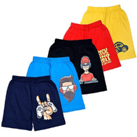 T2F Boy's Printed Cotton Regular Fit Shorts(Pack Of 5)