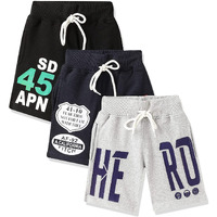 T2F Boys Cotton Printed Shorts With Two Side Pockets (Pack Of 3),Multi,3-4 Years