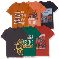 T2F Boy Cotton Printed Regular Fit T-Shirt (Pack Of 6),Multicolour,9-10 Years