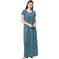 Sweet Dreams Women's Cotton Maxi Casual Regular Nightgown (Ff-310915 Blue L)