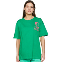 T2F Women's Solid Oversized Fit T-Shirt (Wom-Drp-Tsrt-01_Black Tie Dye