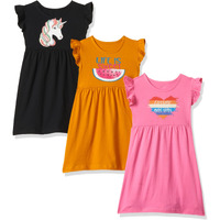 T2F Girls Cotton Printed Regular Fit Casual Dress