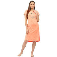 Sweet Dreams Women's Cotton Blend Knee Length Classic Nightgown (2279Av_Tropical Peach_L)