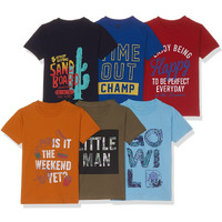 T2F Boy Cotton Printed Regular Fit T-Shirt (Pack Of 6),Multicolour,4-5 Years
