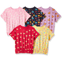 T2F Girls Cotton Printed Regular Fit Crop Top (Pack Of 5)