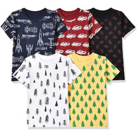 T2F Boy's Cotton Printed Regular Fit T-Shirt(Pack Of 5)