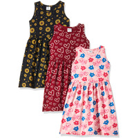 T2F Girls Cotton Knee-Length Casual Dress(Pack Of 3)