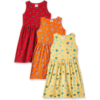 T2F Girls Cotton Knee-Length Casual Dress(Pack Of 3)