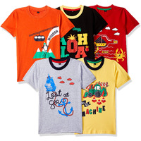 T2F Boy Cotton Printed Regular Fit T-Shirt (Pack Of 5),Multicolour,4-5 Years